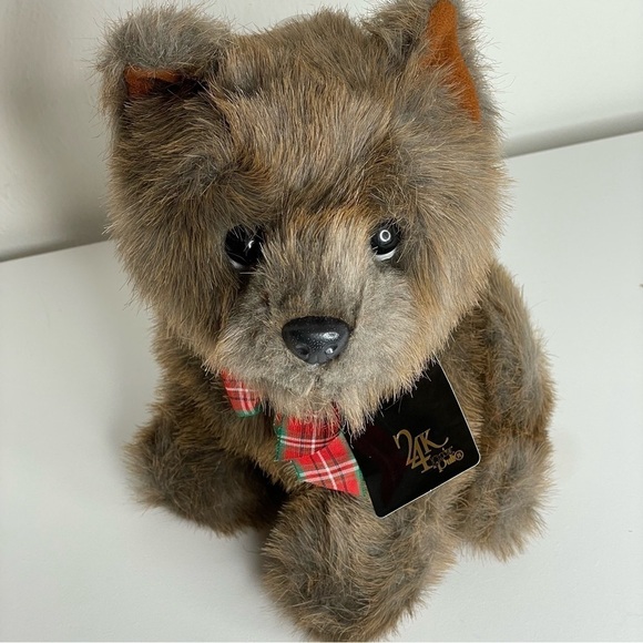 NWT 1992 Vintage 24K Special Effects Polar Puff dog terrier stuffed animal plaid - Picture 9 of 13